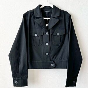 UNIVERSAL STANDARD Cropped Twill Jacket in Black EUC/ sz: 10-12